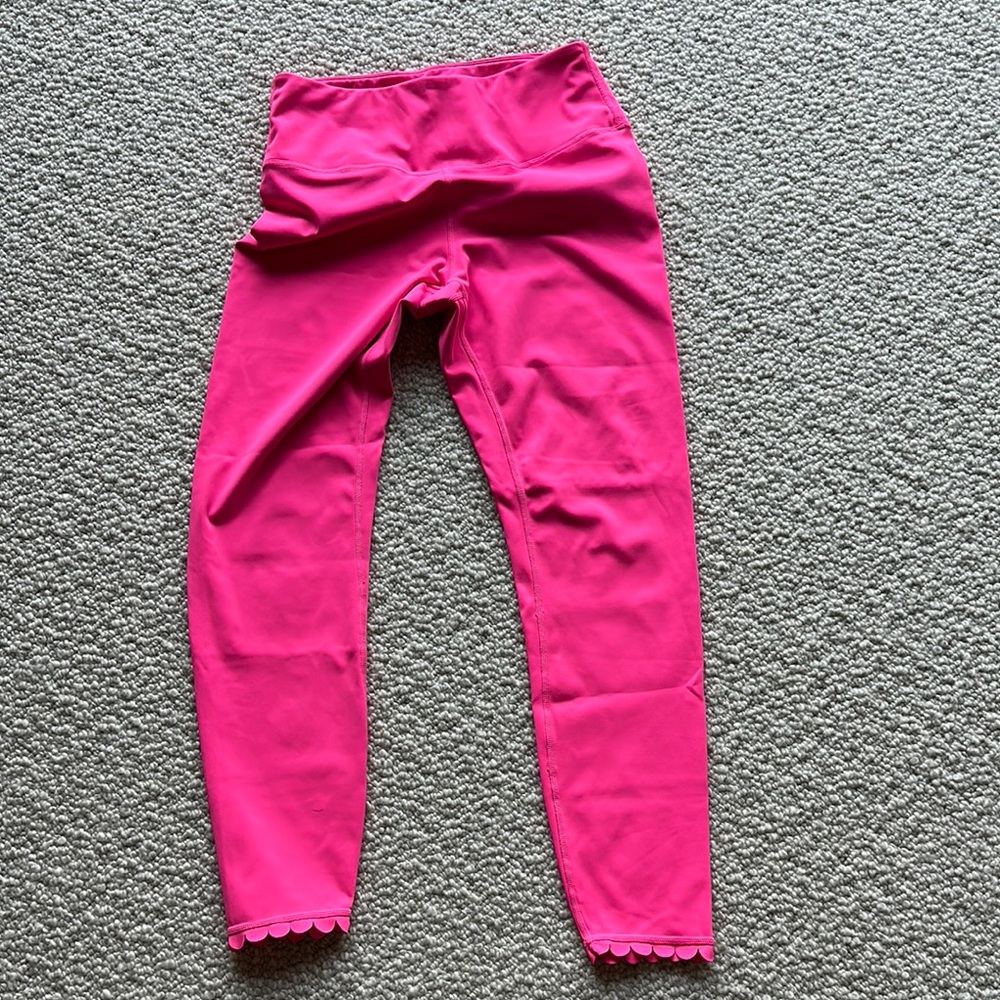 IVL hot pink Leggings w scallop edge